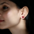 thumbnail image 4 of Rosec Jewels 4.25 CT Lab Created Ruby Solitaire Stud Earrings (7 MM Cushion Cut Lab Created Ruby), 10K Yellow Gold, 4 of 9