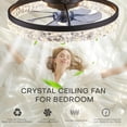 thumbnail image 4 of STERREN 19.7'' Crystal Ceiling Fan with Light, Modern Low Profile Ceiling Fans with Remote Control, Dimmable Flush Mount LED Fand, 4 of 7