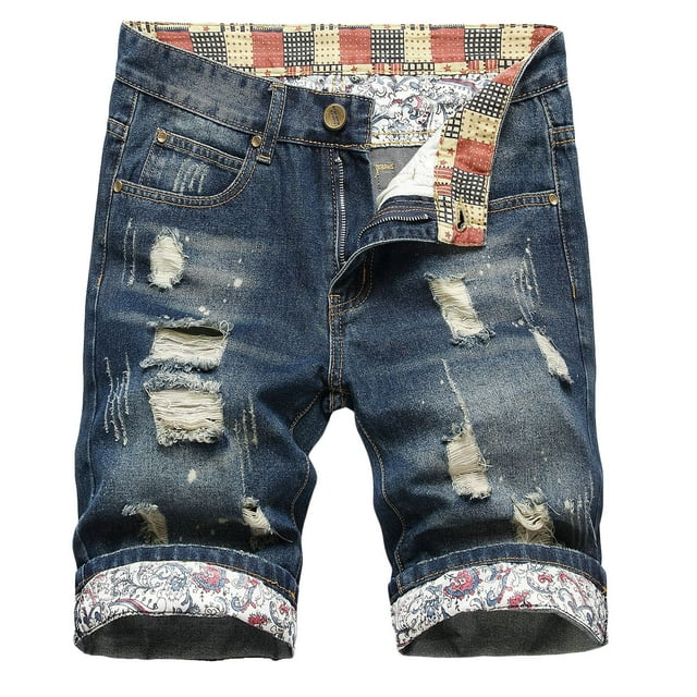 Pisexur Half Shorts Jeans Men's Summer Short Micro Inelastic Shorts Zipper Open Five Point Short Half Shorts Jeans