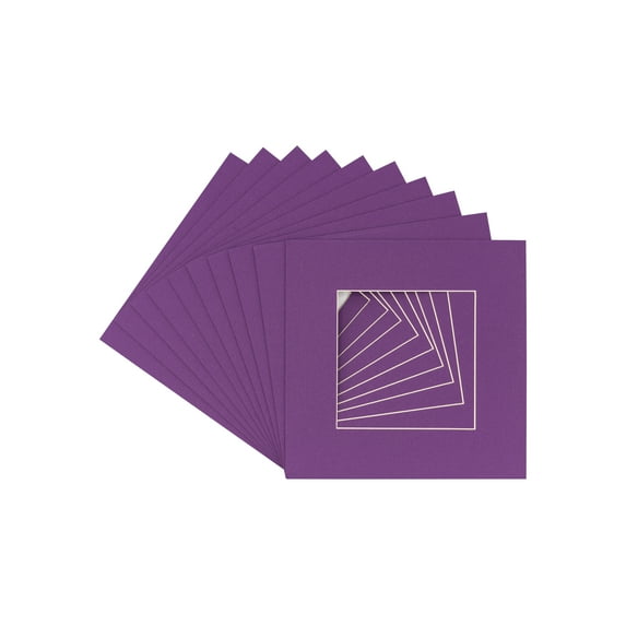 Dark Purple Acid Free 7x7 Square Picture Frame Mat with White Core Bevel Cut for 5x5 Pictures -