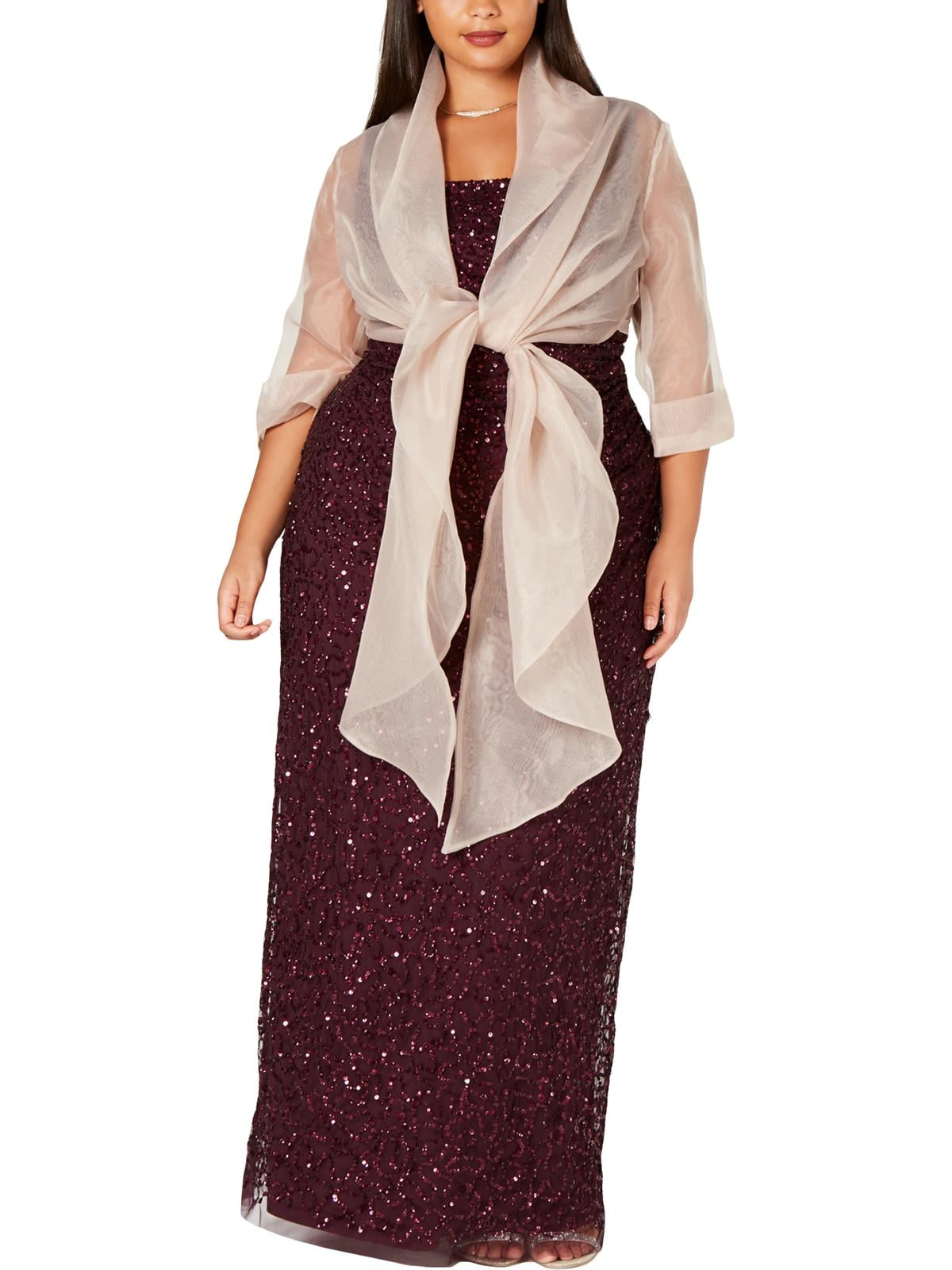 Sheer Layering Cardigan Top Taupe 1X 