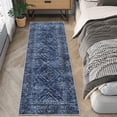 thumbnail image 2 of 2x8 Washable Runner Rug - Farmhouse Distressed Blue, Non-Slip & Stain Resistant for Kitchen, Hallway, Bathroom, Laundry & Entryway, Navy, 2 of 8