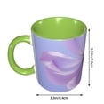 thumbnail image 3 of Bright Purple Flower Coffee Mug Fun Custom Ceramic Mugs 11oz Green, 3 of 5