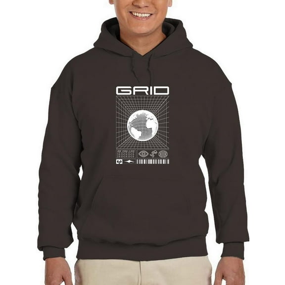 Abstract Grid Rave Style Hoodie Men -Image by Shutterstock, Male Small