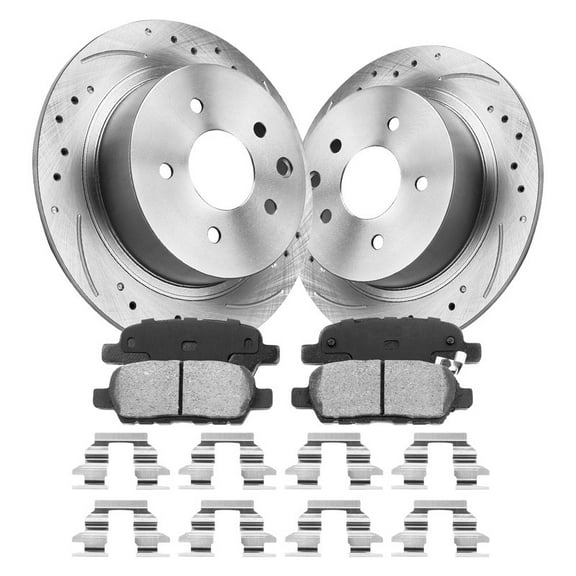 Aurogenix Rear Brake Kit, Compatible With 2002-2023 Nissan Altima 11-17 Juke 04-08 Maxima 13-19 Sentra, Drilled Brake Rotors & Ceramic Brake Pads, 291.5mm 11.5in