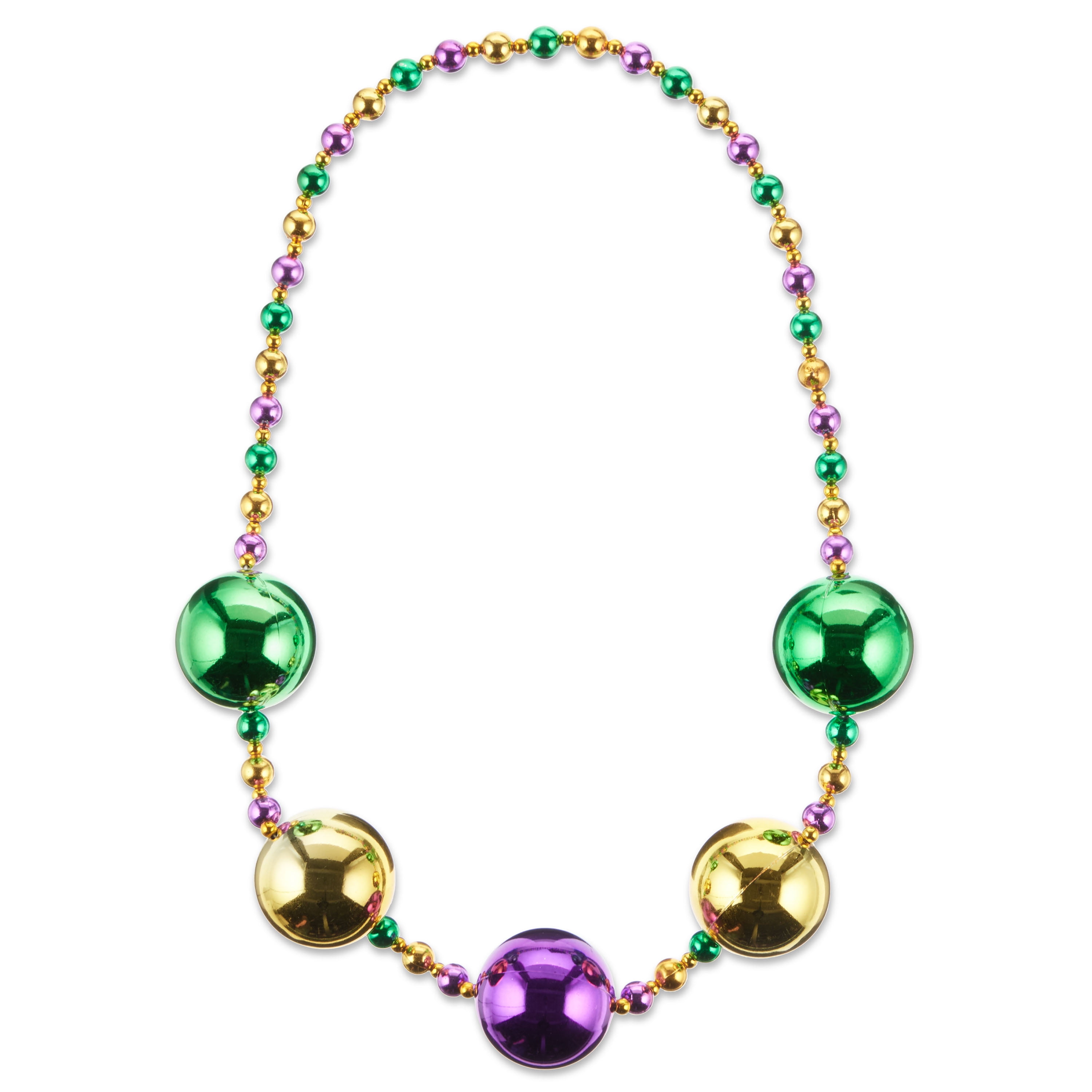 Mardi Gras Long Round Ball Beads Necklace