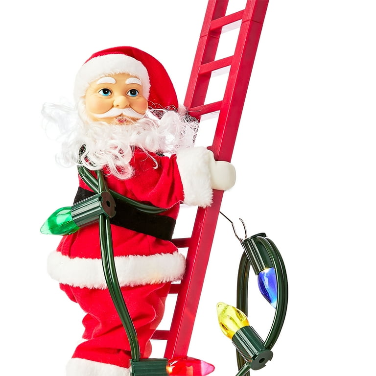 17 in. Animated Ladder Climbing White Santa – Mr. Christmas