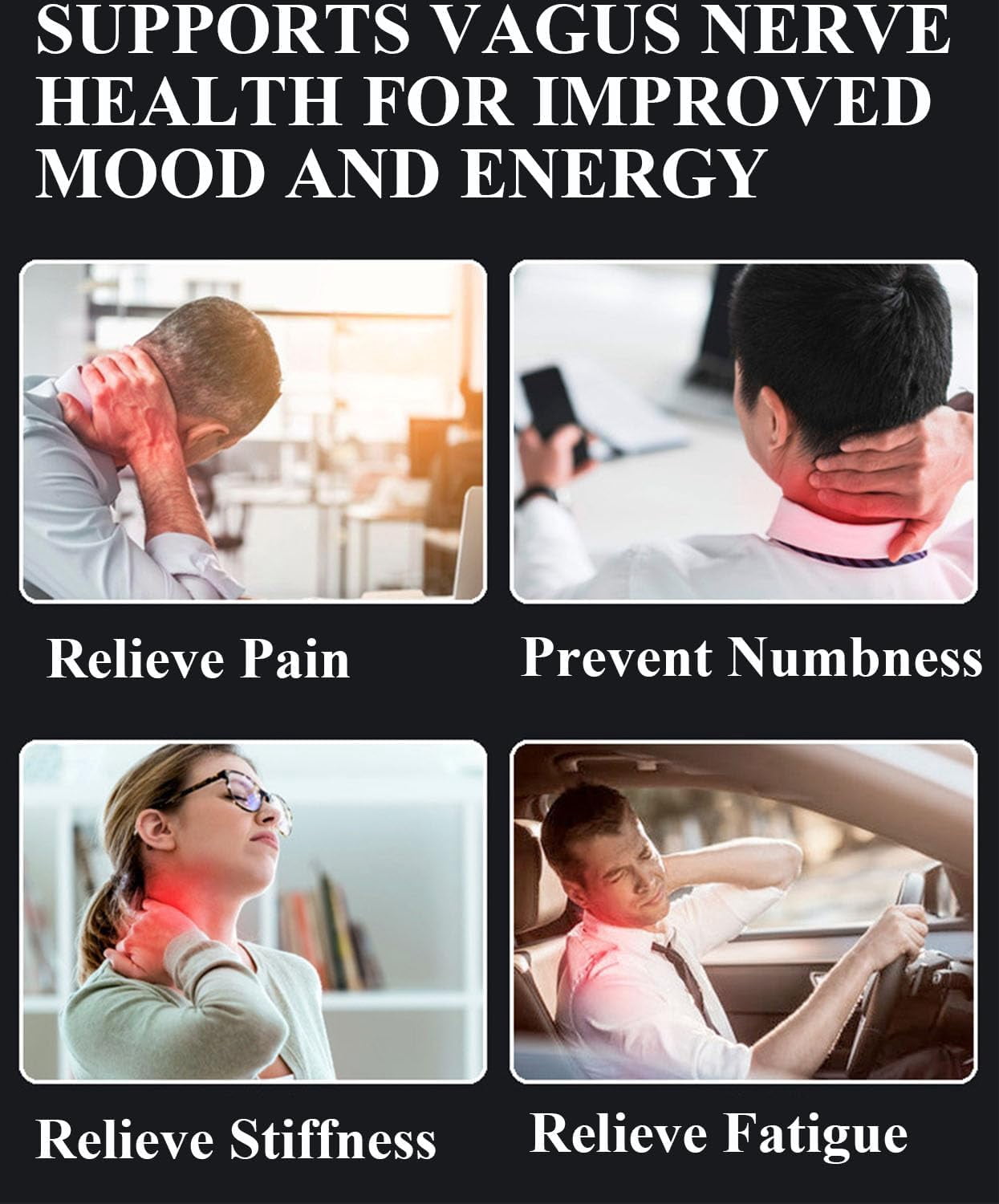 Vitality Magic Pro 2.0 Neck Massager, Featuring 4 Heated Heads, 6 Modes & 14 Levels, Heat & Posture Correction, Promotes Muscle Relaxation