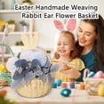 thumbnail image 7 of Handmade Easter Basket with Handle,Premium Handcrafted Easter Gift Basket,Rabbit Ear Straw Wicker Easter Egg Candy Basket for Easter Egg Hunting Pink, 7 of 7