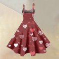 thumbnail image 4 of Valentines Day Sleeveless A-line Dress with Heart Print Adjustable Straps Lightweight Evening Prom Party Dress Deep Red 2XL, 4 of 5