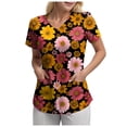 thumbnail image 6 of COMVALUE Scrub Tops Women Short Sleeve Plus Size V Neck Fun Printed Scrubs Top Medical Nursing Uniforms with Pockets (Black, XL), 6 of 7