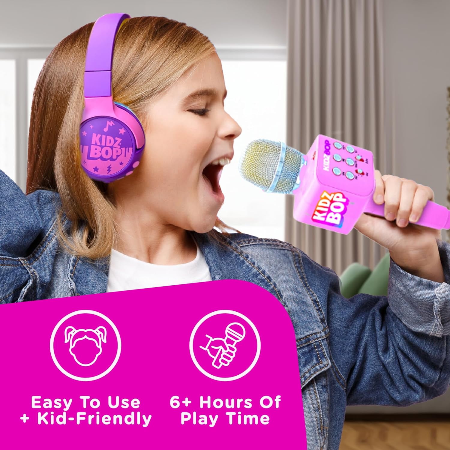 Move2Play Kidz Bop Karaoke Microphone Gift, The #1 Music Brand for Kids, Toy for 4, 5, 6, 7, 8, 9, 10 Year Old Girls and Boys