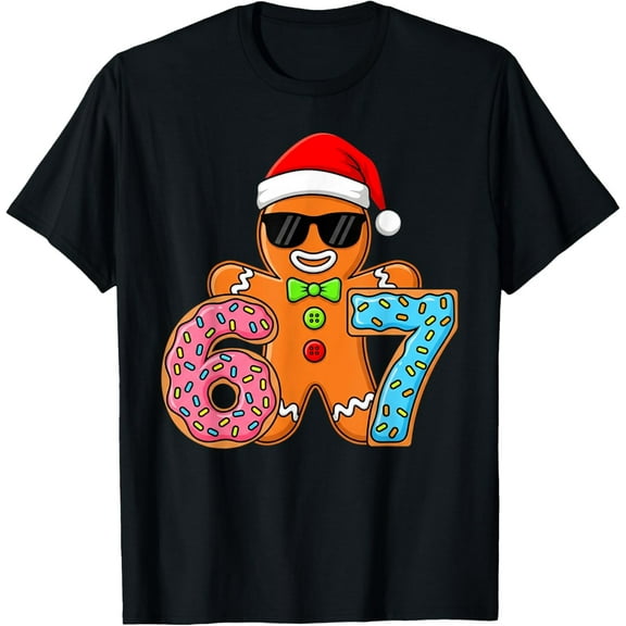 Funny Gingerbread Six Seven 67 Ice Cream Drip Christmas Boys T-Shirt