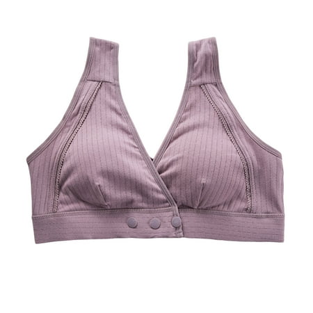 Quealent Women s Maternity Nursing Bras Seamless Wireless Bra (Purple XL)