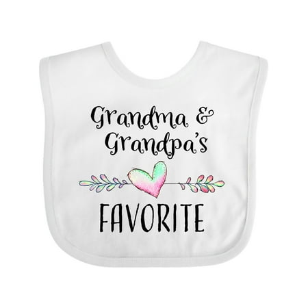 

Inktastic Grandma and Grandpas Favorite- Heart Grandchild Gift Baby Boy or Baby Girl Bib