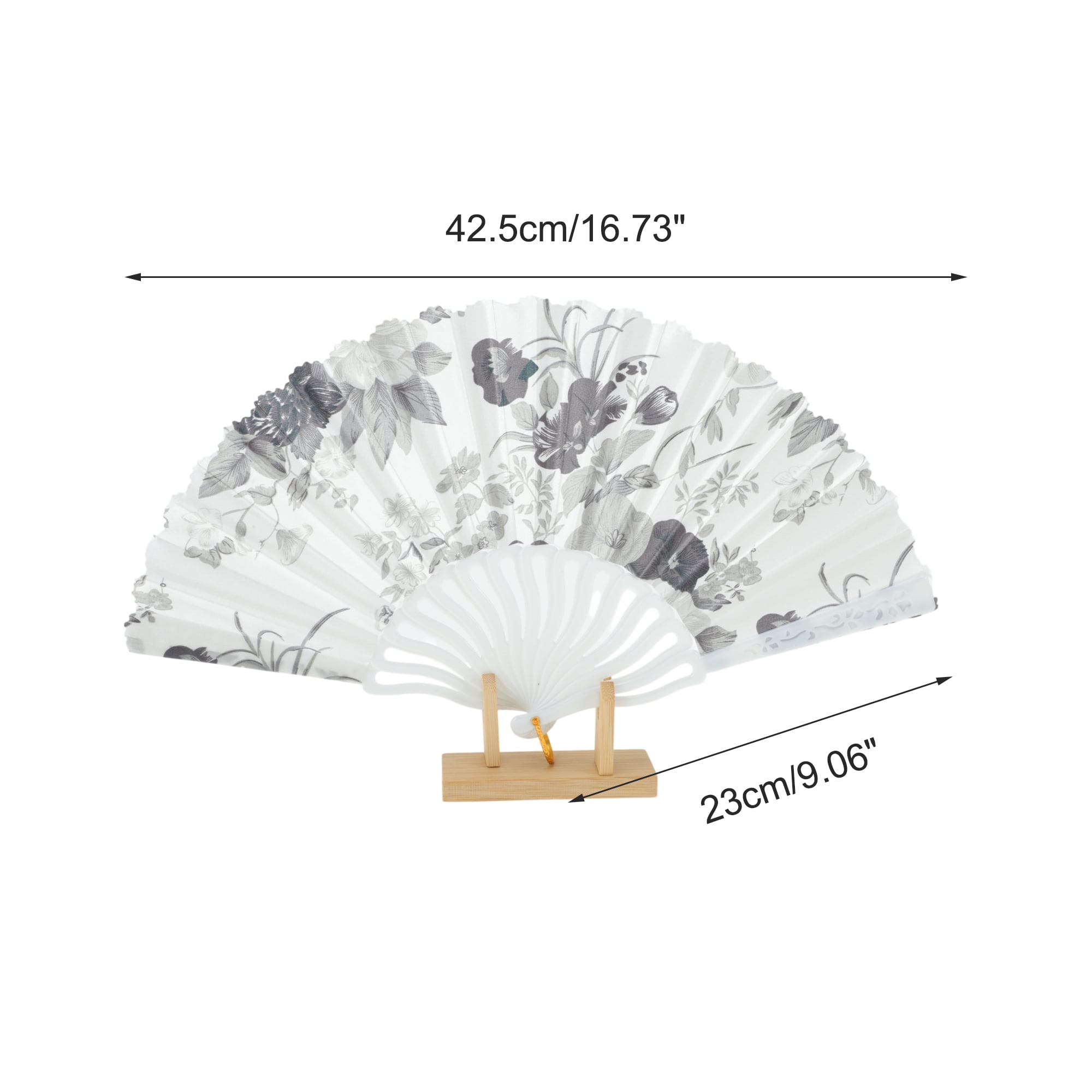 Unique Bargains Elegant Floral Design Folding Hand Fan Gray