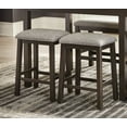 thumbnail image 2 of Wooden Counter Height Stools 2pc Set Fabric Upholstery Padded Seat Dining Furniture, 2 of 5
