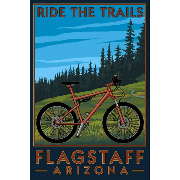 Flagstaff, Arizona, Ride the Trails, Mountain Bike Scene (16x24 Giclee Gallery Art Print, Vivid Textured Wall Decor)