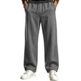 thumbnail image 2 of Yteetum Men's Baggy Sweatpants Wide Leg Drawstring Elastic Waist Workout Gym Pants Man Fall Winter Solid Loose Comfy Straight Running Athletic Trousers, 2 of 8