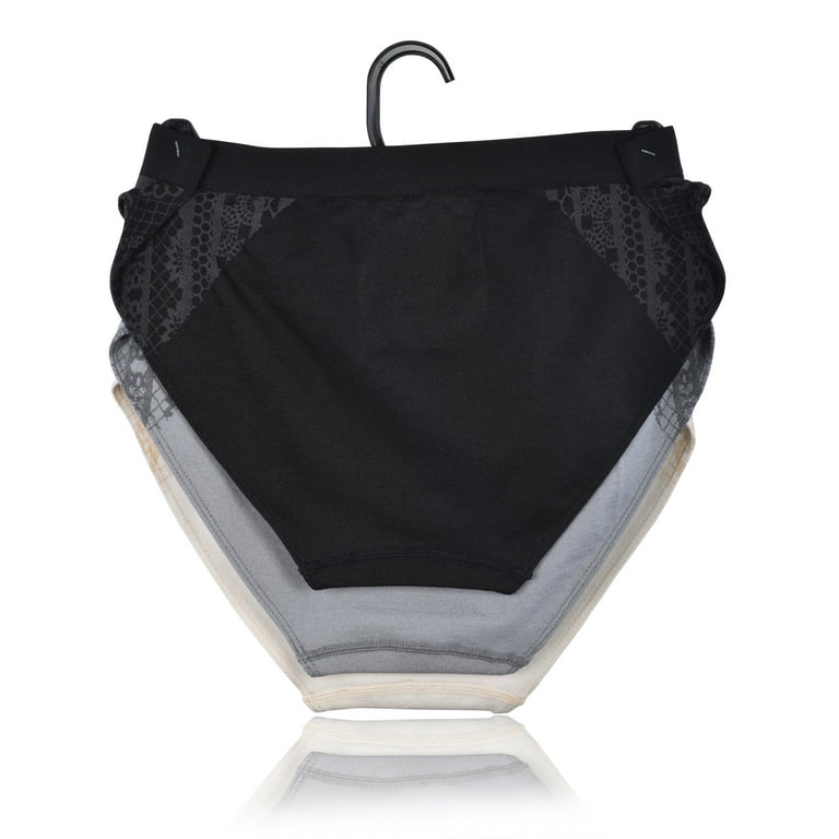 ELLE Women's Seamless Bikinis Underwear Jacquard 3-Pack  Polyester/Nylon/Spandex