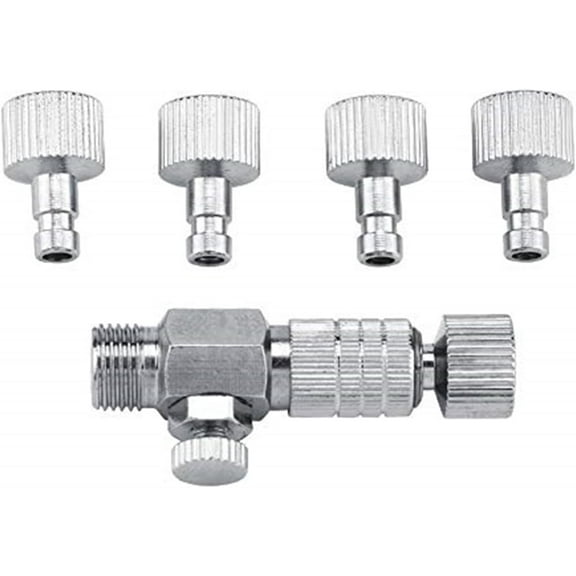 Harder Steenbeck Airbrush Quick Connect,Airbrush Quick Release Disconnect Adapter 1/8 in BSP Male and Female Connections Adapter with Adjustable Control Valve Airbrush Accessories