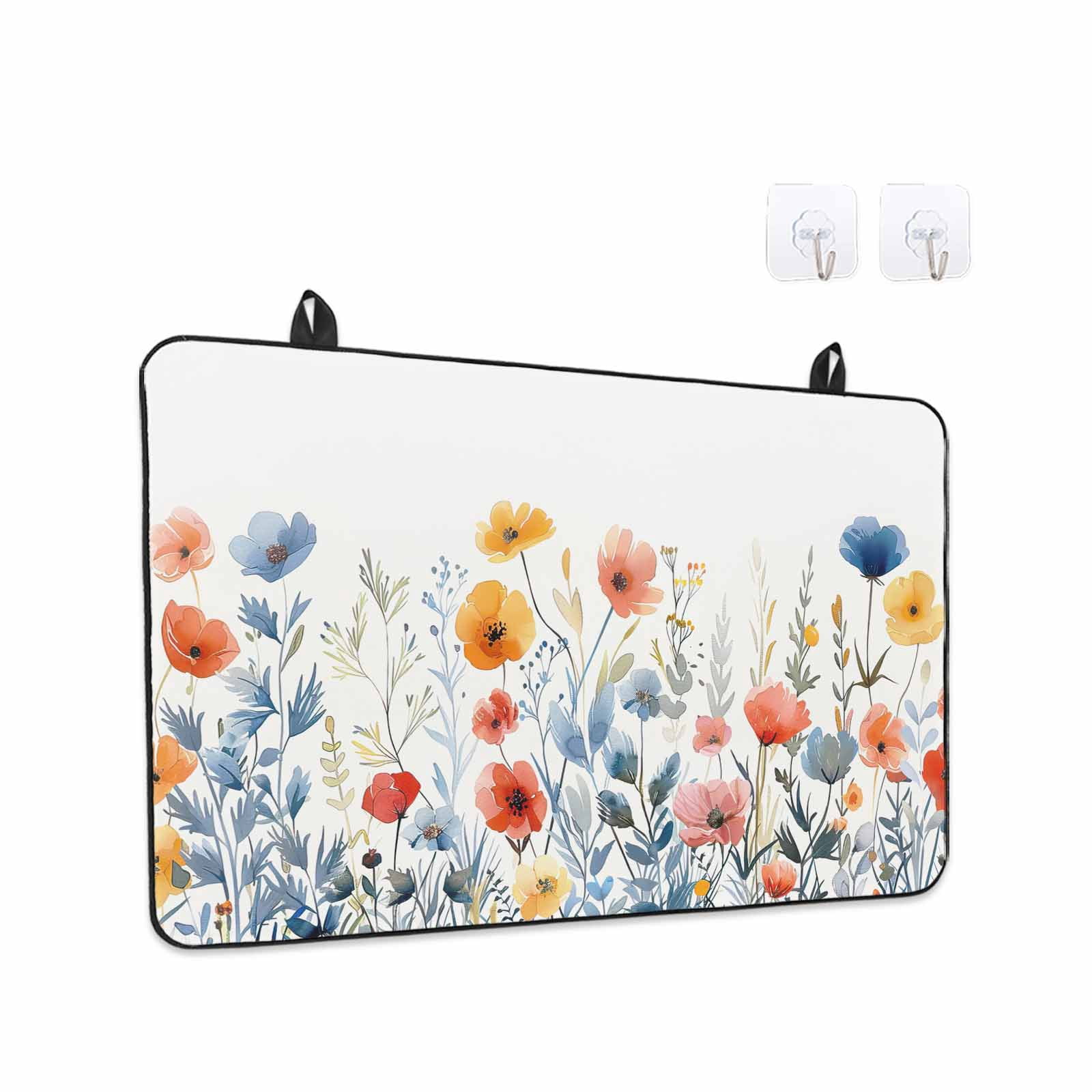 Spring Floral Stove Top Cover for Electric Stove, Heat-proof & Non Slip Glass Top Stove Cover Protector, Watercolor Elegant Summer Botanical Kitchen Flat Cooktop Rubber Mat 24x21 Inches