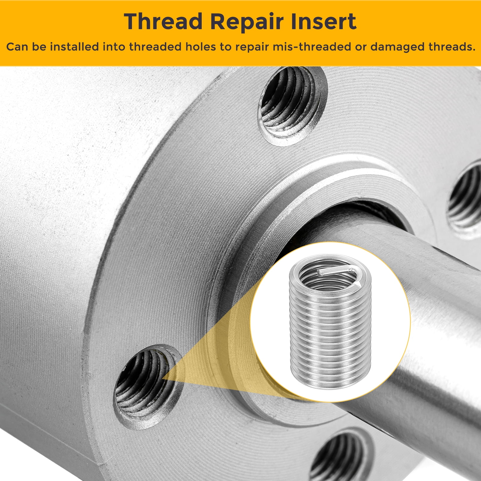 Uxcell 20pcs Wire Thread Inserts M14 x 2 x 2.5D Metric Helical Threaded Sleeve