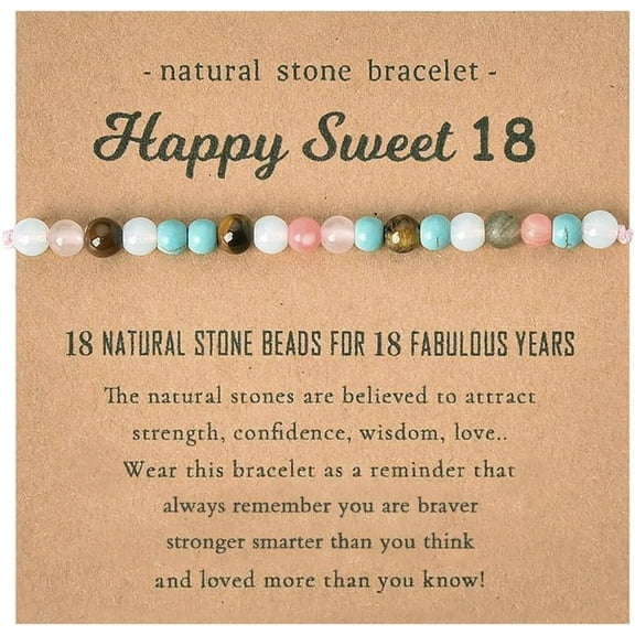 Natural Stone Bracelets for Women Birthday Gift for Girls Daughter Sister 18th Birthday Gifts for Her Niece Bday Gifts for 18 Year Old Girl Birthday Gifts for Womens Beaded Bracelet for Best Friend