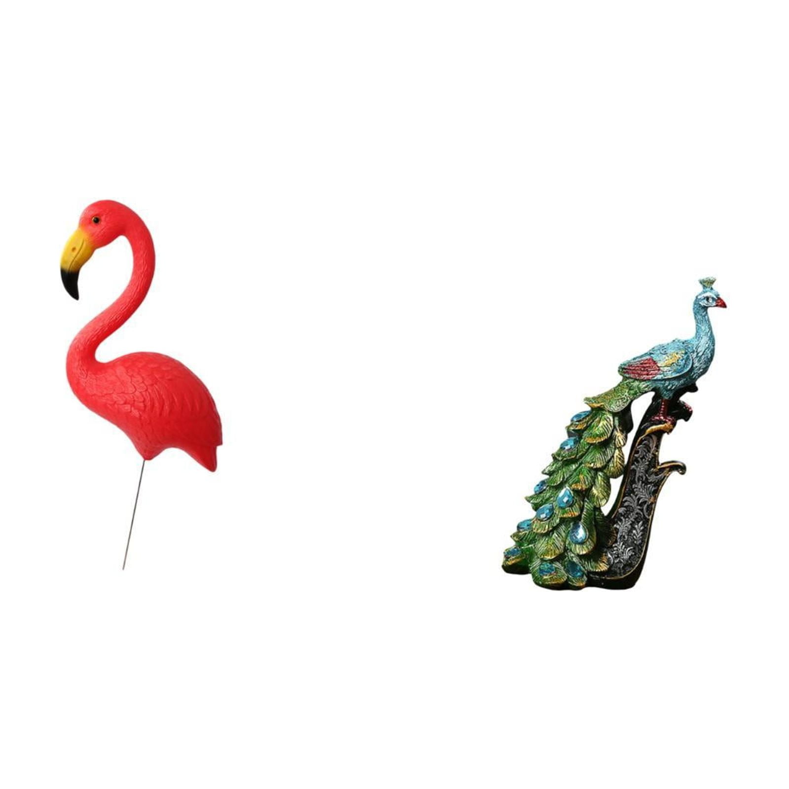 simhoa Flamingo Fairy Garden Stake Sculpture and Peacock Animal Statue Collection Elegant Tabletop Ornament for Holiday Spring Bedroom Office Living Room