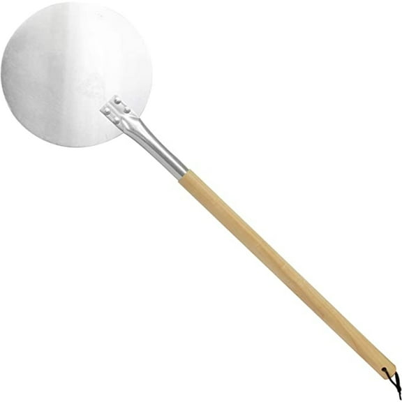 Chicago Brick Oven Aluminum Pizza Peel - Turning Pizza Paddle with Leather Strap and Detachable Wood Handle - Bakeware & Pizza Oven Accessories - 9 in