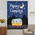thumbnail image 3 of Navy Blue Black Sheer Curtains 63 Inches Long, Cartoon Truck Moon Stars Light Filering Curtains, Breathable Simi Curtain Privacy Drapes for Living Room Bedroom Lightweight Window Treatment, 3 of 9