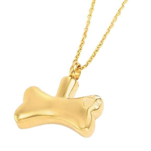 KLKCMS Pendant Necklace Bone Jewelry Memorial Cremation Urn Ashes for Anniversary Women Gold White