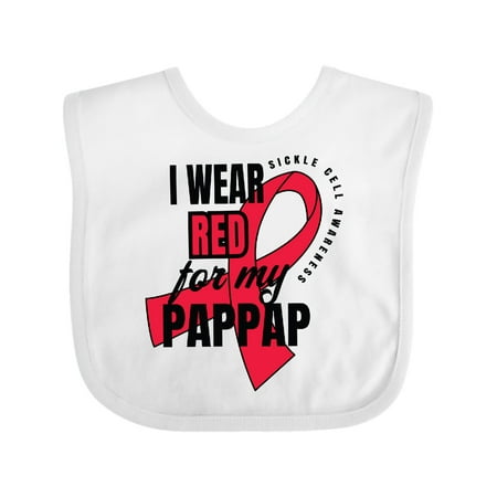 

Inktastic Sickle Cell Awareness I Wear Red For My Pappap Gift Baby Boy or Baby Girl Bib