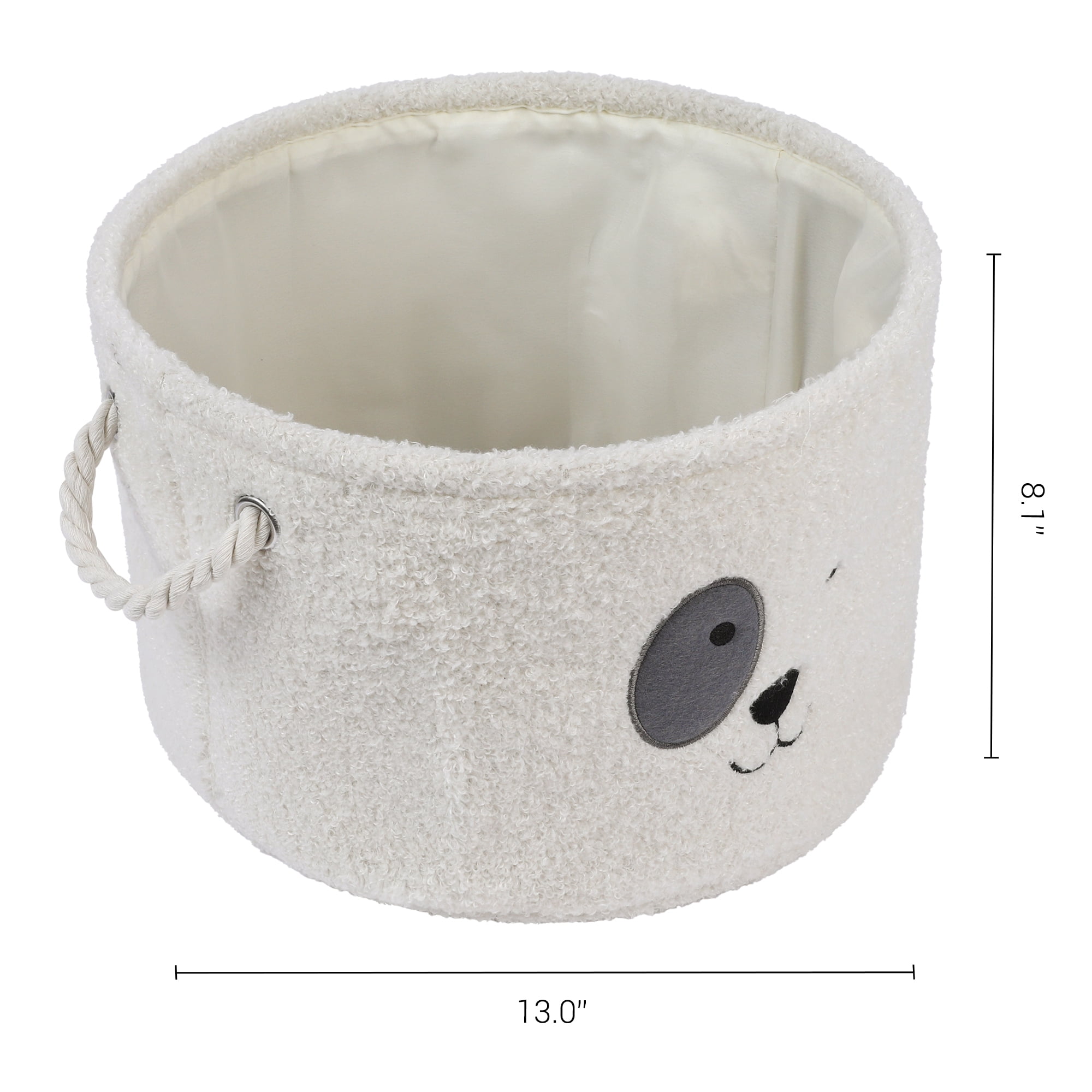Unique Bargains Set of 3 Cotton Storage Bins with Handles Cream 13*8.1in