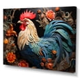thumbnail image 2 of Designart "Rooster Among Orange Flowers Blue" Animals Canvas Wall Art, 2 of 5