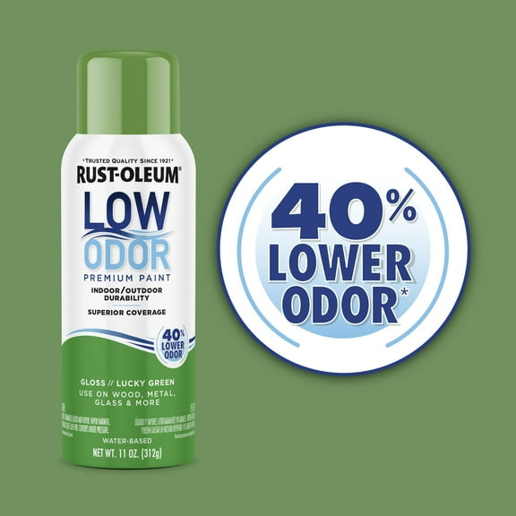 6 Pack, Lucky Green, Rust-Oleum Low Odor Premium Gloss Spray Paint-388270, 11 oz
