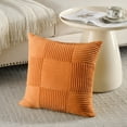 thumbnail image 3 of Fancy Homi 2 Pcs Orange Boho Decorative Throw Pillow Covers 20x20 inch for Living Room Bedroom Couch Bed Sofa, Modern Farmhouse Home Decor, Soft Striped Patchwork Plaid Corduroy Accent Cushion Case, 3 of 6