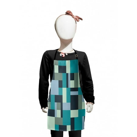

Abstract Kids Apron Geometric Style Pattern with Square and Rectangular Shapes Modern Creative Boys Girls Apron Bib with Adjustable Ties for Cooking Baking Painting Multicolor by Ambesonne