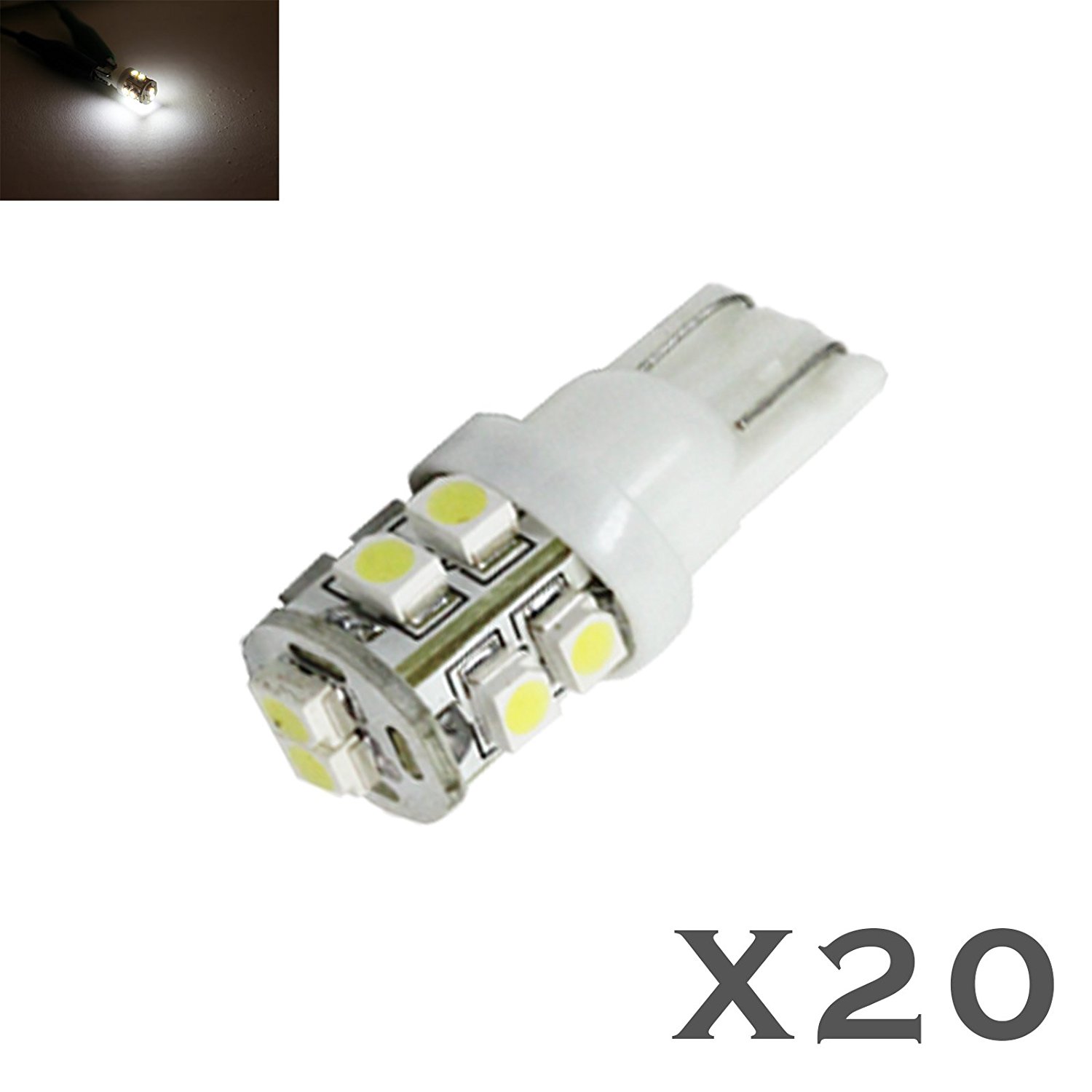 20x 6000K SMD 10LED 6000K white T10 192 license plate interior light