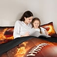 thumbnail image 5 of Homewish Kids Sport Game Queen Comforter Set,Football Rugby Lover Bedding Sets,Orange Brown Bedding Comforter Set For Boys Teens,Microfiber Bedroom Decor Reversible,3 Pieces, 5 of 8