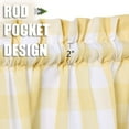 thumbnail image 3 of Buffalo Plaid Valances for Kitchen, Buffalo Check Gingham Pom Valance Curtains for Windows Cafe Bathroom Window Curtains,Yellow/White,52x15 in, 3 of 6