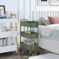 thumbnail image 2 of SunnyPoint 3-Tier Compact Rolling Metal Utility Cart with Caster Wheels, TURQ, 2 of 7