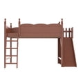 thumbnail image 4 of Leumius Queen Loft Bed Frame with Storage Shelves and Wardrobe, Solid Wood Loft Bed with Detachable Slide and Ladders for Kids Teens Adults Deep Natural, 4 of 8