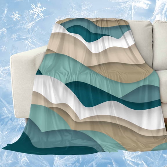 Turquoise Brown Ombre Cooling Blanket,Lightweight Breathable Summer Throw Blanket with Double Sided Cold Effect,Modern Geometric Moire Abstract Art Picnic Blankets Bed Sheet for Hot Sleepers 30"x40"