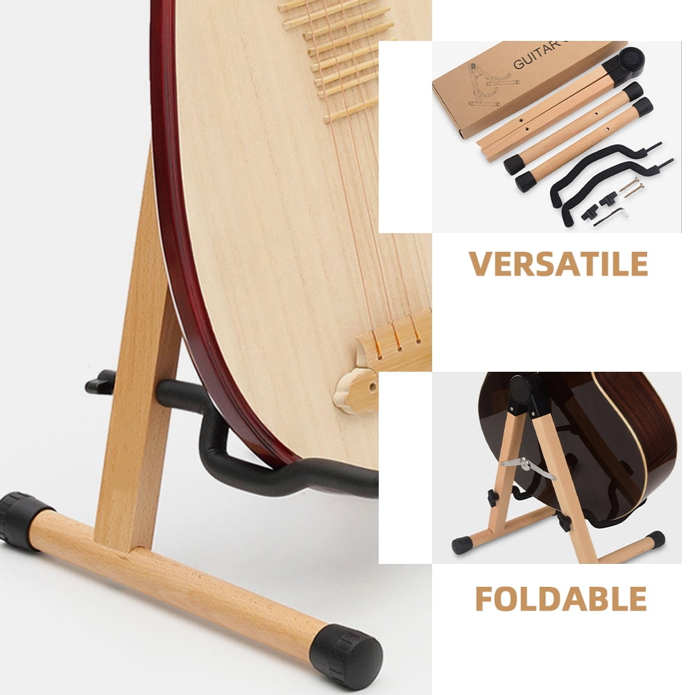 Raindrops Wooden Guitar Stand Universal Display Holder for Acoustic, Electric, Bass Guitars - Durable Wood Guitar Rack