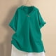thumbnail image 2 of Camisas de manga larga,Túnica de manga corta con cuello en V para mujer, blusa holgada, tela de poliéster suave, ropa informal para el hogar, sopatenor, 2 of 9