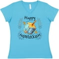 thumbnail image 3 of Inktastic Happy Hanukkah Dreidel and Laurels Women's V-Neck T-Shirt, 3 of 5