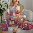 thumbnail image 6 of Honeii Meditating Cute Horse print Women's Pajama Sets Long Sleeve Button Down Sleepwear Nightwear Soft Pjs Lounge Sets-Large, 6 of 7