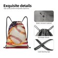 thumbnail image 4 of Gaeub Baseball Ball With Flag Drawstring Backpack Bag Sport Gym Sackpack Heavy Duty String Backpack for Men Women-Medium, 4 of 6