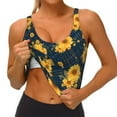 thumbnail image 3 of Daiia Blue Striped Sunflower A Printed Women's Sports Bra, Breathable Activewear Bra with U-Back Design and Removable Pads, Comfortable and Supportive for Yoga, Workout-X-Large, 3 of 8